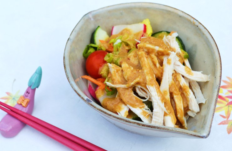 chicken salad with gomadare dressing